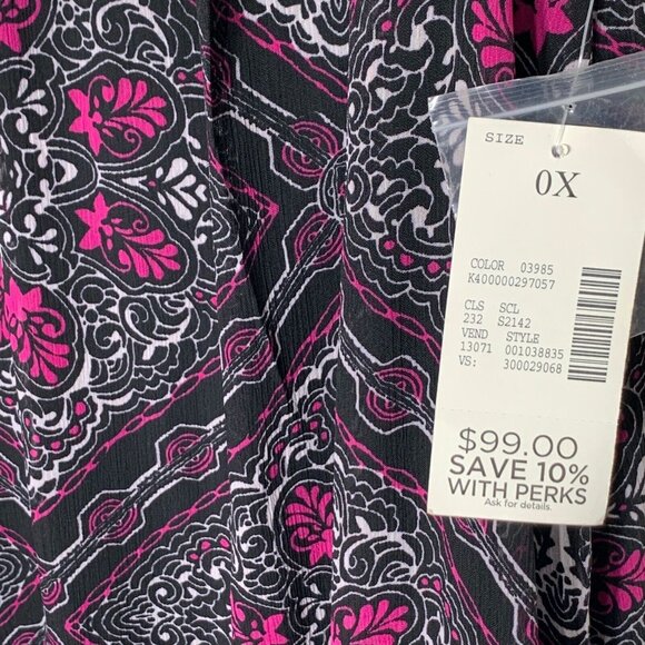 Catherines 0X Black Pink Floral Sleeveless Maxi Dress Crochet Neck - Picture 4 of 8